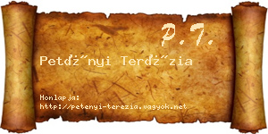 Petényi Terézia névjegykártya